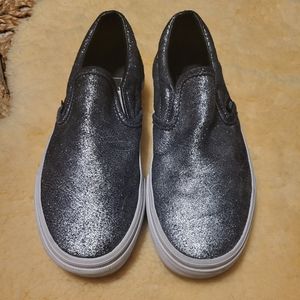 Vans metalic silver slip ons